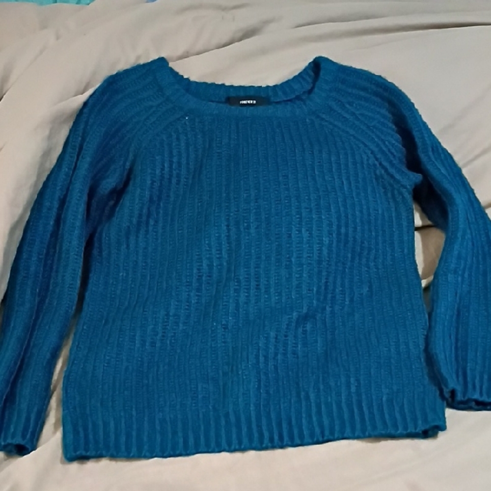 Forever 21 Teal Crew Neck Sweater